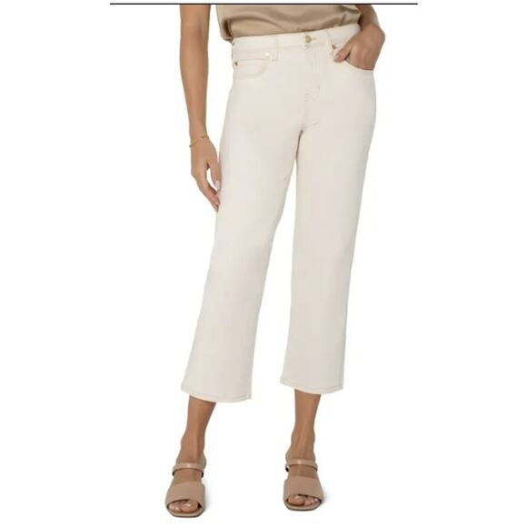 Liverpool Capri/Pant Womens 6/28 Tan Straight Leg Roman Stone Cotton Blend Slit - Picture 6 of 6